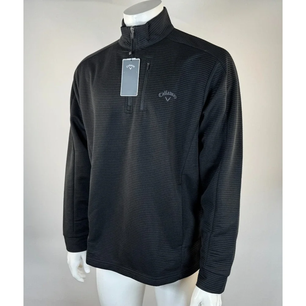 Callaway Golf Ottoman Quarter Zip Base Layer Pullover Mens L NWT Opti-Dri Black - Picture 2 of 12